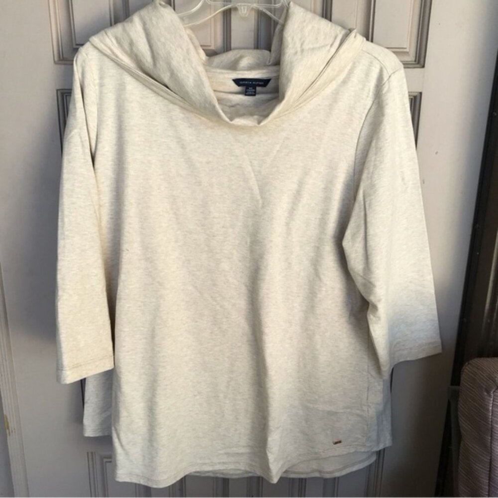 Tommy Hilfiger Cowl Neck SzXXL Beige 3/4 Sleeves  Autumn Weight Very Nice